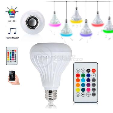 Imagem de Lâmpada Led 12W E27 Rgb Colorida Com Caixa De Som Bluetooth