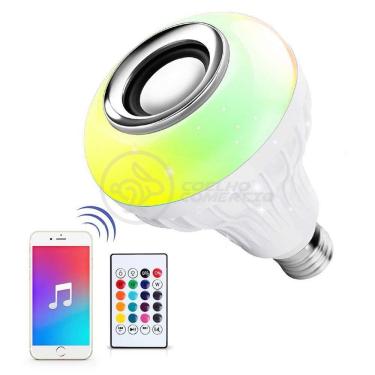 Imagem de Lâmpada Led 12W E27 Rgb Colorida Com Caixa De Som Bluetooth