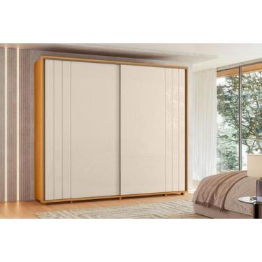 Imagem de Guarda-roupa Dalí com escada 100% MDF ripado 2 portas e 8 gavetas - Ci