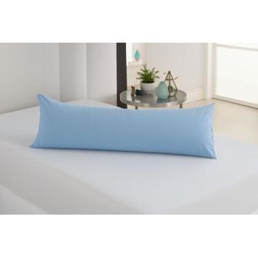 Imagem de Travesseiro De Corpo Xuxinho Com Capa Micro Percal 200 Fios Enchimento 100% Silicone Tamanho Compacto, Elegância Para Quartos E Salas. (Azul)