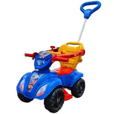 Imagem de Quadriciclo Infantil de Passeio para Menino com Pedal e Empurrador (Azul)