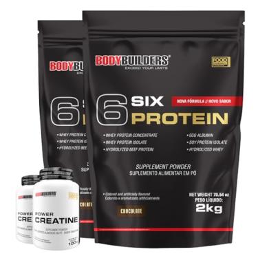 Imagem de Kit 2x 6 Six Protein 2kg + 2x Power Creatina 100g - Bodybuilders (Médio, Chocolate)