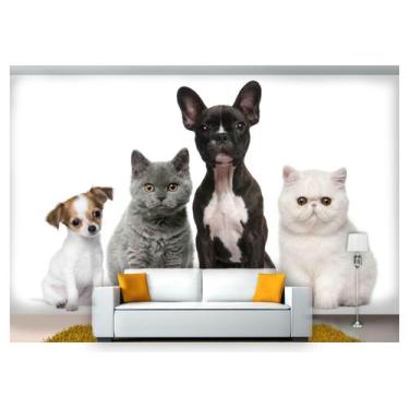 Imagem de Papel De Parede Animais Cão Gato Pets 3D Anm116 - Você Decora