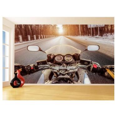 Imagem de Papel De Parede 3D Moto Esporte Viagem Estrada 3,5M Bkm87 - Você Decor