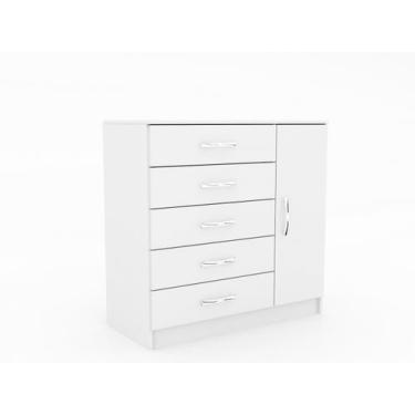 Imagem de Cômoda 5 Gavetas 1 Porta Grande Armazenamento Luxo Compacta Multiuso M