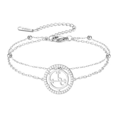 Imagem de EUEAVAN Pulseira Sigil of Lilith tornozeleira Hecate corda trançada feita à mão corda vermelha da sorte amuleto gótico tripla lua deusa joias mitologia pagã bruxaria presente mulheres homens