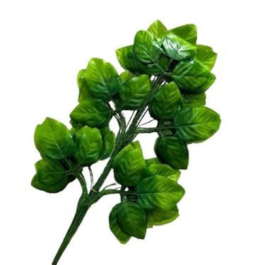 Imagem de Kit de 10 a 40 Folhas De Roseira Folhagem Artificial Decoração Casamento (10,Verde Claro)