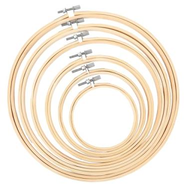 Imagem de FEBSNOW 6 Peças De Bastidor Bordado Ajustável, Círculo, Ponto Cruz, Aro 4" A 10" Redondo, Para Artesanato, Costura Prática E Decoração Natal