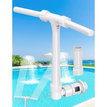 Imagem de POOLHOUR Fonte de piscina ajustável de 360° com spray duplo de alta pressão, jato de resfriamento e relaxamento - resfriador de irrigação de cascata para piscinas acima do solo e no solo