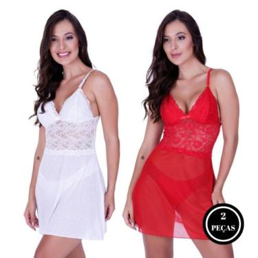 Imagem de Kit 2 Camisola Calcinha Bella da Serra sem Bojo Transparente-c4 KIT2 C