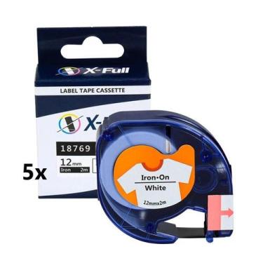 Imagem de Kit 5 Fita Tecido Compatível Dymo Letratag 18771 Branca 12mm - X-Full