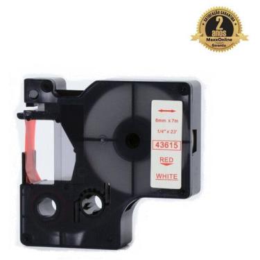 Imagem de Fita Compatível Dymo D1 43615 Branca Letra Vermelha 6mm - Genérica Dym