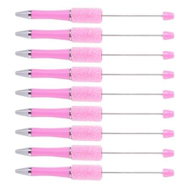 Imagem de Spritewelry Canetas com contas de cristal cintilante, 10 peças, canetas com contas de strass, faça você mesmo, caneta esferográfica de tinta preta para decoração de canetas, escritório, escola, rosa