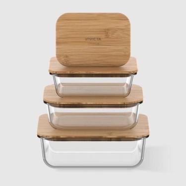 Imagem de Kit com 4 Potes de Vidro Conserve It Bamboo Invicta, Único