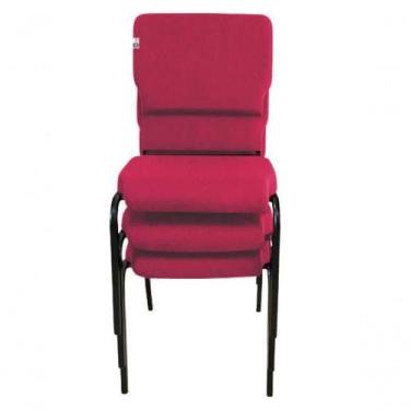 Imagem de 03 Cadeiras Empilhável Para Igrejas Evangélicas Linha Church Rosa - DE