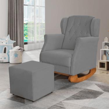 Imagem de Poltrona Amamentação Balanço Descanso Helena Com Puff Suede