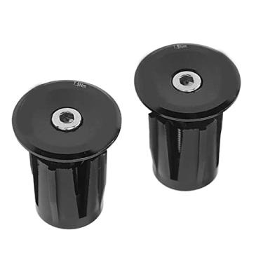 Imagem de Bike Handlebar Plug Durable Lightweight Aluminum Alloy Plastic Bar End Grip Cap para Mountain Bikes Road Bikes 2PCS (Preto)
