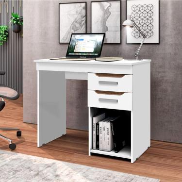 Imagem de Mesa De Escritório Home Office Veneza 90cm Com 2 Gavetas - Branco