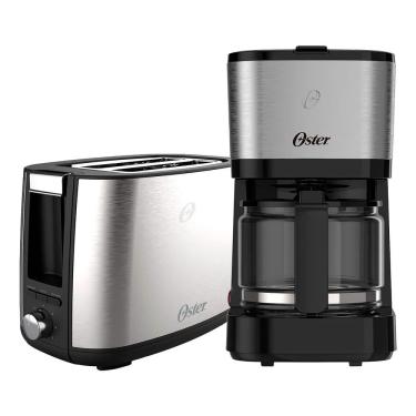 Imagem de Kit Inox Cafeteira Compacta 0,75L E Torradeira Simple Life Oster