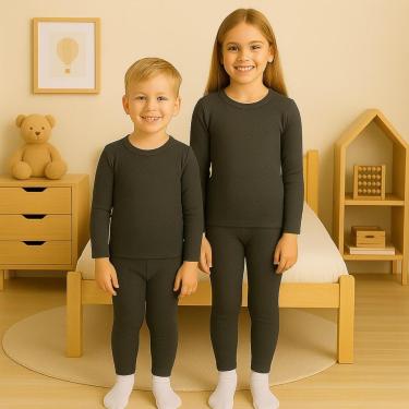 Imagem de Conjunto Térmico Camiseta Blusa Calça SEGUNDA PELE INFANTIL Inverno Frio Peluciada 1091-Unissex