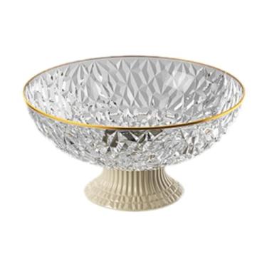 Imagem de DimyFew Fruteira de Pedestal com Drenagem, Multiuso, Redonda, Fruteira com Pé para Centro de Mesa, Decoração de Balcão de Cozinha, prato de frutas de cristal
