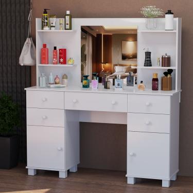 Imagem de Penteadeira Camarim Com Prateleira e Gaveta Com Colmeia Espaçosa em Mdf