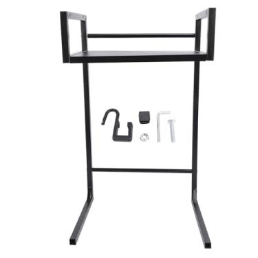 Imagem de Bancada Microwave Stand Kitchen Organizer rack prateleira de armazenamento de aço carbono com 3 ganchos para o liquidificador de fogão de arroz de máquina de café