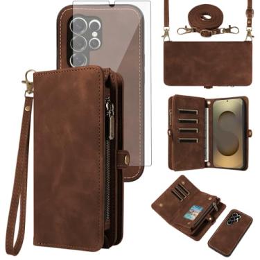 Imagem de Asuwish Capa de celular para Samsung Galaxy S25 Ultra 5G Carteira com zíper destacável com protetor de tela de vidro temperado alça flip porta-cartões S25Ultra 25S S 25 25Ultra 6.9 2025 feminino