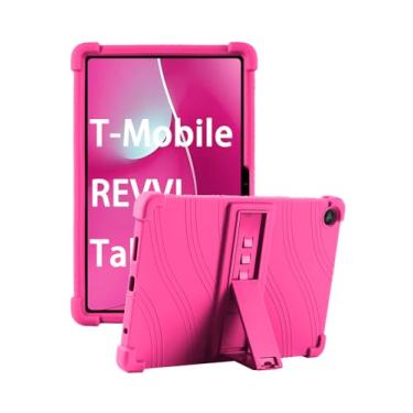 Imagem de Capa para tablet T-Mobile REVVL Tab 2 de 10,1 polegadas 2025 - Capa de silicone macio adequada para crianças com suporte ajustável, compatível com T-Mobile REVVL Tab 2 5G 25.7 cm (rosa)
