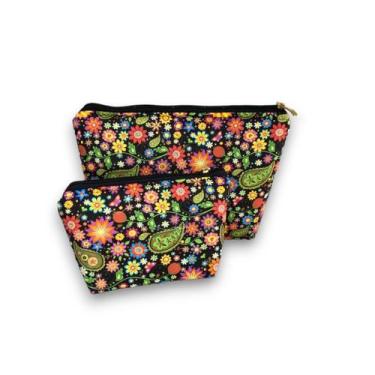 Imagem de Kit de Necessaire Grande e Pequena - DaniBordados, Flores coloridas