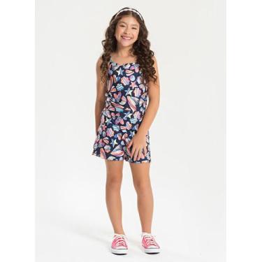 Imagem de Conjunto Verão Menina Marinho Cropped Alcinha e Short Corações do Mar 