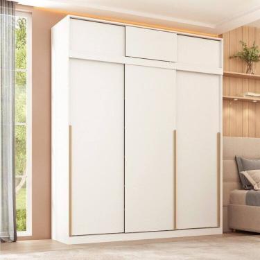 Imagem de Guarda-roupa Modular 2 Peças 6 Portas de Correr Jade Cabecasa Madeiramadeira Branco Fosco