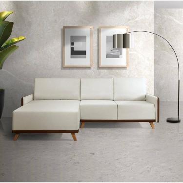 Imagem de Sofá 4 Lugares com Chaise Lado Esquerdo 258cm Sintético Geribá Bege / Marrom