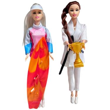 Imagem de Boneca Brinquedo Esportista Lindabell Judo Surf 30cm