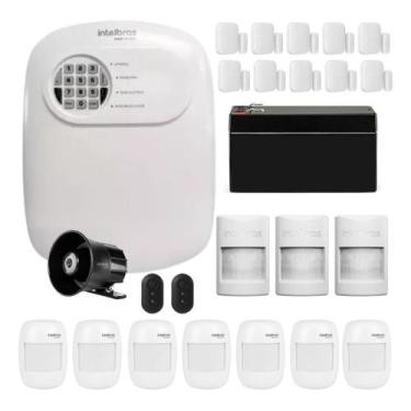 Imagem de Kit Alarme Sem Fio Intelbras 10 Magnéticos, 10 Infra, Bateria e Sirene