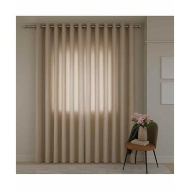 Imagem de Cortina Rústica Fenícia 4,20x2,50m Ranhura Areia - Bella Janela