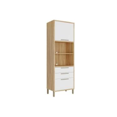 Imagem de Torre Quente De Cozinha Syrah Com 2 Portas E 2 Gavetas 74x225m Amendoa-off White - Ronipa