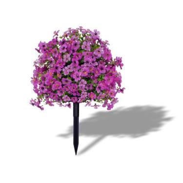 Imagem de Arbustos artificiais com pontas de solo, topiária de bola, árvores artificiais ao ar livre, flores artificiais para ambientes externos, decorações de jardim de buxo falso para decoração de varanda de