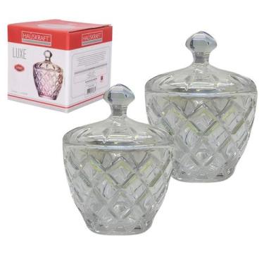 Imagem de Kit 2 Potiche Bombonier Baleiro Vidro Decoração Luxe Bala Com Tampa - 