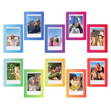 Imagem de WOGOZAN Pacote com 10 mini porta-retratos magnéticos de acrílico para Fujifilm Instax Mini 12/11/99/90/EVO 5,5 x 8,6 cm, moldura magnética de geladeira (gradiente arco-íris)