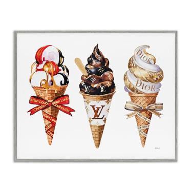 Imagem de Stupell Industries Design de arte giclée emoldurado cinza sorvete gourmet de luxo por Amanda Greenwood, 28 x 35