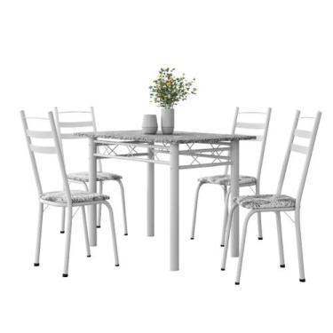 Imagem de Conjunto De Mesa Sala de Jantar Com 4 Cadeiras Leia Tubular Granito 1,