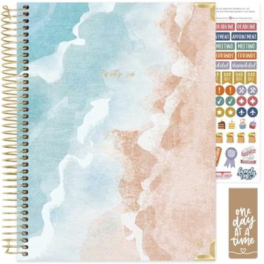 Imagem de bloom daily planners Agenda Hardcover 2026 (janeiro a dezembro) - 21,6 cm x 28 cm Livro organizador de agenda semanal e mensal com adesivos e abas - Ocean Oasis
