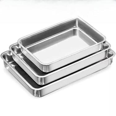 Imagem de Kit com 3 Assadeiras Formas Para Bolo Retangular Alumínio. tabuleiro nº 1, 2 e 3