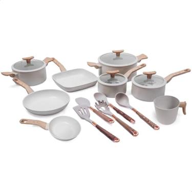 Imagem de Jogo de Panelas Premium com Revestimento em Mármore Antiaderente 13 Peças Cor Vanilla Yikasa