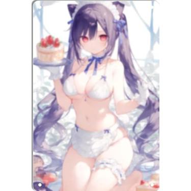 Imagem de DKLOWK Pôster de metal quente de menina anime fofo biquíni sexy placa de decoração de parede para casa bar clube quarto banheiro homem caverna Otaku 20 x 30 cm