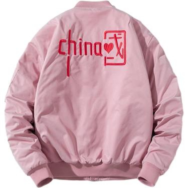 Imagem de Jaquetas Bomber Miatcert Me - Casacos Corta-vento De Inverno Chia Bordado Cor Sólida Jaqueta De Voo, Estilo Esportivo Hip Hop Streetwear, Pink, L