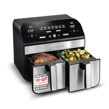 Imagem de Gourmia 10-Quart/9.4 Liter Capacity Dual Basket Digital Air Fryer, with Smart Finish & 7 Cooking Functions