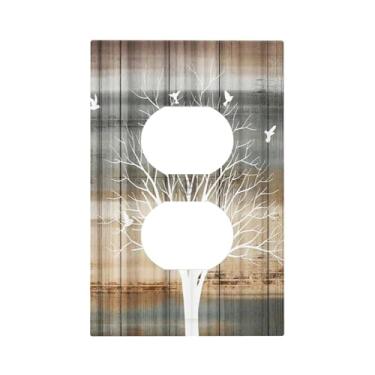 Imagem de Vintage Tree 1 Gang Duplex Outlet Covers Light Switch Cover Placa Decorativa Receptáculo Elétrico Placa Frontal para Decoração de Painel de Parede Doméstica