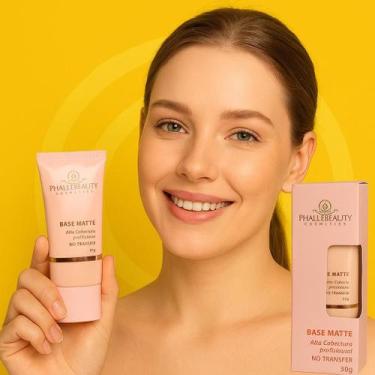 Imagem de Base Líquida PhalleBeauty Matte Alta Cobertura Não Transfere Profissio